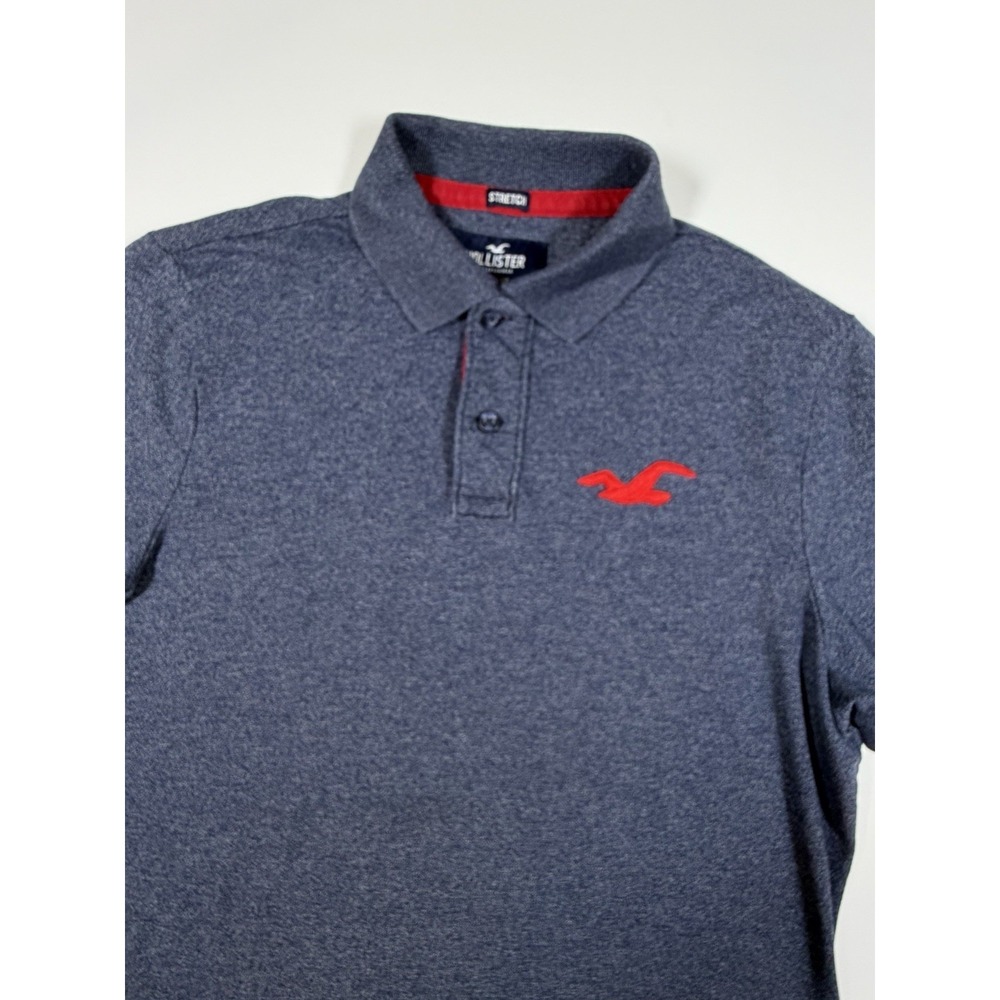 Hollister Men's Size Large Blue Heathered Epic Flex Stretch Big Logo Red Slim